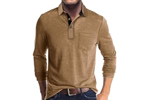 ANGBATER Mens Henley T Shirts Cotton Casual Fashion Plain Shirt Tops with Pocket Golf Shirts