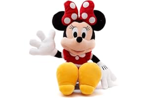 Disney Store Petite Peluche Minnie Mouse, 33 cm, Personnage emblématique de en Robe Rouge à Pois et nœud avec détails brodés, Convient à Tous Les âges