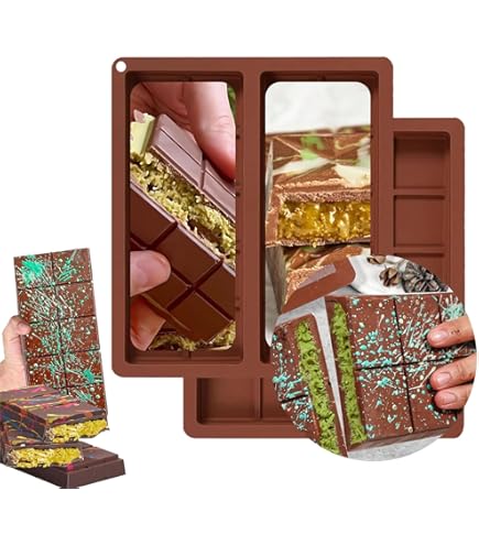 2 Stampi Per Cioccolato In Silicone Dubai - Stampo Profondo Per Tavolette Di Cioccolato Con Raschietto