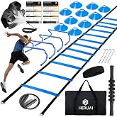 Juego de equipo de entrenamiento de velocidad de escalera de agilidad, escalera de velocidad de 20 pies, 4 obst&aacute;culos, 10 con