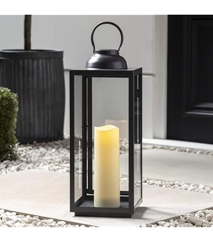 Lights4fun Metal Lantern Albury with TruGlow LED Candle Outdoor
