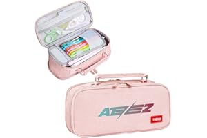 ZHENGGE Kpop ATEEZ Merchandise Astuccio grande capacità per regali, rosa, 24x11x6 cm, Astuccio per matite