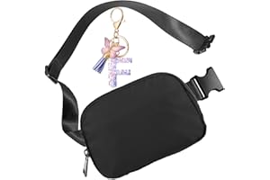 VPOOFREE Riñonera Mujer Hombre,Riñonera y Llavero con Colgante de Borla de Mariposa,Casual Mariconeras Bolsa de Cinturón Moda Ajustable Fanny Bag Waist Pack para Viaje Running Deportiva al Aire Libre(F)