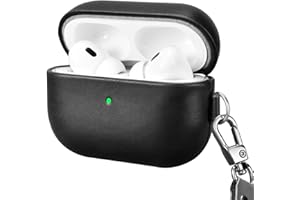 ICARER FAMILY ICARERFAMILY Skórzane etui do AirPods Pro 2 2022, wysokiej jakości, prawdziwa skóra, odporne na wstrząsy, etui ochronne do słuchawek AirPods Pro 2, etui ładujące z otworem (widoczna dioda LED),