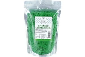 Culpitt Select Sprinkles | Green Sugar Strands, Cake Sprinkle Decorations For Cakes, Cupcakes, Cookies, Ice Cream, and Desserts | 500g