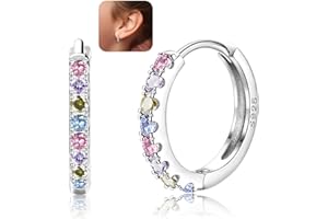LOLIAS Ohrringe Creolen Silber 925 für Damen Mädchen Kleine Zirkonia Ohrringe 925 Sterling Silber Huggie Ohrringe Hypoallergen Schlafen Ohrringe Mädchen Kinder