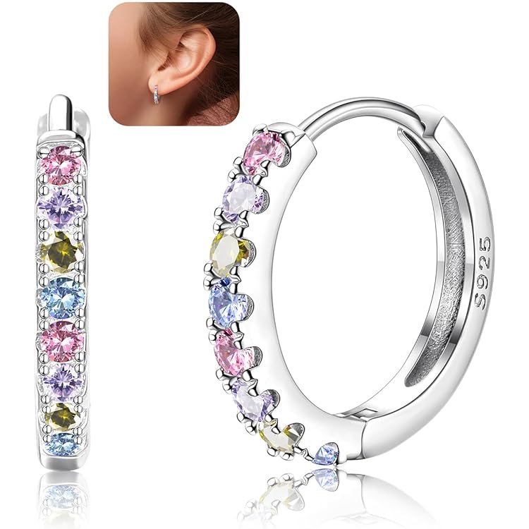 VONALA Eenhoorn/Lijverhond/Kat/Varken/Koe/Kikker/Haas/Koala Creolen oorbellen, 925 sterling zilver dieren sieraden met roze zirkonia voor dames, meisjes, kinderen, 13mm, Sterling zilver, Zirkonia