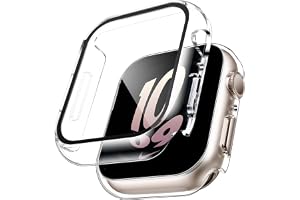 TAURI 2-pack hårt skal till Apple Watch Series 12 42 mm, klar | Härdat glas HD skärmskydd med full täckning, [repbeständig] b