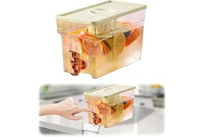 MUMISUTO 3L Getränkespender mit Zapfhahn, Kunststoff Wassertopf KüHlschrank Wasserkocher, Große Kapazität Getränkespender Nachfüllbarer Eiswassereimer mit Deckel für Kalte Getränke Obst Teekanne (Hellgrün)