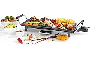 Giles & Posner EK4428G Electric Teppanyaki Grill – Indoor Tabletop Griddle with Non-Stick Cooking Plate, Portable Hot Plate with Detachable Temperature Control, Ideal for Parties and BBQs, 2000W