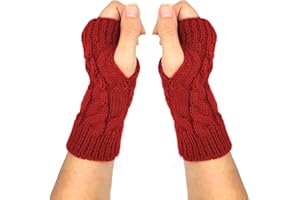 Qiuyan Fashion Warm Soft Comfortable Wrist Gloves Winter Fingerless Hand Warmers Women Girls Stylish Arm Gloves Mitten Knit Crochet Arm Warmers with Thumb Hole for Work Outdoor Gifts