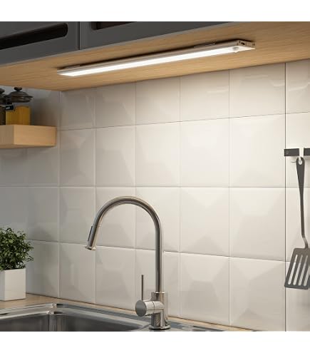 Réglette LED Rechargeable 80cm Avec Détecteur De Mouvement - 3 Couleurs Et Intensité Réglables, Installation Magnétique, Pour Placard Et Cuisine - 4