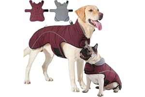 HEYWEAN Mantel Hund Wasserdicht Hundemantel Warm Winter Hundejacke Fleece Hunde Pullover Wintermantel mit D-Ring Reflektierend Hundemantel mit Klettverschluss Winterjacke Kleine Mittlere Grosse Hunde