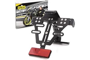 ‎AREA1 Area1 Premium Universal CNC Motorrad Kennzeichenhalter Motorrad Nummernschildhalter + Kennzeichenleuchte + Reflektor E-geprüft. Kompatibel mit