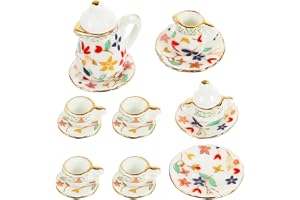 1:12 dockhus mini porslin blomma te koppar set, 15 st miniatyr porslin teservis servis servis simulering modell tekanna set d