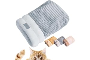 Ousinby Cat Winter Sleeping Bag, Cat Sleeping Bag for Indoor Cats Self Warming Pet Bed Calm and Cozy Wrap for Indoor Small Pets (Grey)
