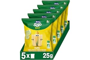 Hero Solo Bio, Snack Puff di Avena e Mais 100% Biologico, Senza sale aggiunto, non fritto - 5 confezioni da 25 gr