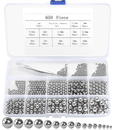 QUARKZMAN Sfere Cuscinetto In Acciaio Inox 316L - 120 Pezzi Diametro 1/8", Precisione Per Manutenzione E Fai Da Te