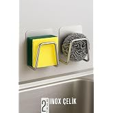 Transformacion Inox Bulaşık S&uuml;ngerlık Stant Mutfak Askısı Profesyonel 2 Li Set, 722043