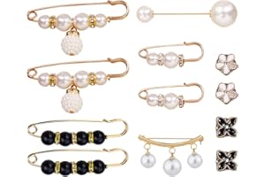 Dzmuero Spilla gioiello per vestiti, 12 Spille per vestiti, Spille gioiello per vestiti, Spille per abiti, spille sicurezza metallo, Stringi vita per pantaloni, spille di perle e cristalli artificiali