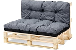 Amazinggirl Cojines para palets Exterior 120x40 cm - Cojín por Palet o Cojin jardín por Banco terraza balcón y Patio Almohada para Asiento en Jardin 120 x 40 Gris