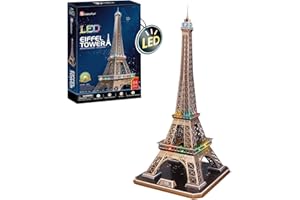 PARTY TOWN Puzzle 3D - Led Eiffla Tower | Puzzle 3D Prezent dla dzieci 8 lat | Puzzle 3D dla dorosłych i puzzle 3D dla dzieci | Makiety jeździeckie | Makiety dla dorosłych | 84 sztuki