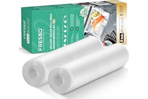 FRESKO Sacchetti sottovuoto alimenti 2 rotoli 28 X 600 cm,dimensioni personalizzabili adatte a tutte le macchine sottovuoto,senza BPA,scanalature per l'aria in rilievo