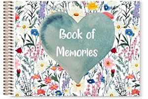 BLOOMING MEMORIES Wildflower Book of Memories | Memory Book | Guestbook for Funerals, Weddings, Birthdays, Baby Shower | Celebrations | A4 Spiral Bound | 80 Pages | Book of Condolence | Scrapbook | Photo Album
