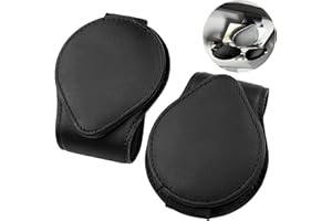 Fousenuk Lot de 2 Porte Lunettes pour Voiture, PU Cuir Magnétique Cintre de Lunettes Accessoire, Pare-Soleil Universel Support Porte Lunette Soleil Voiture Pratique avec Adsorption, Noir