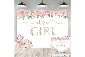 WANGRJ It's a Girl Baby Shower Background Girl Photography Flower Girl Princess Anniversary Party Decorations Photo Stand 7x5ft