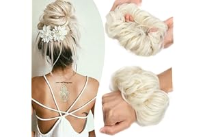 INSCCA Coda Capelli Extension Elastico Biondo Platino Chignon Facile per Capelli Ciambella per Chignon Ricci Finto Scrunchie Coda di Cavallo Extension Updo Parrucchino