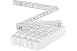 PORFOYO Metro Pieghevole 1m Righello Pieghevole: 6 Pezzi Blocco Angolare 90/180° per Falegnami, Cantieri Edili, Progetti DIY, Bianco