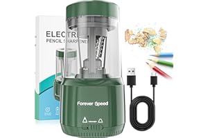 Forever Speed Electric Pencil Sharpener USB Rechargeable with Container Automatic for 6-8mm Coloured Pencils, Auto Stop for Artists, Kids, Office, Classroom, School Use, Portable, Heavy Duty