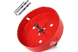 KACNON Sierra de corona de 152 mm, acero rápido universal HSS M42, sierra de corona bimetálica con vástago hexagonal y taladro, tamaños completos, para madera, plástico, placas de yeso, chapa, color