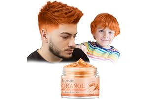 LONSTIN Colores temporales para el cabello lavables, cera para el cabello cera gel hidratante para el cabello natural fiesta para hombres y mujeres papel Navidad de Halloween (Naranja, Naranja)