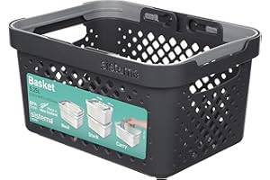Sistema Medium Storage Basket | Stackable & Nestable Basket with Handle | 5.25L | BPA-Free Plastic | Charcoal Grey | 1 Count