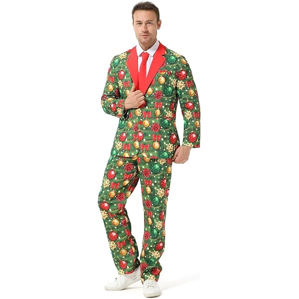 Tuta Natalizia Uomo 3 Pezzi - Con Stampa Divertente Di Natale, Morbida, Leggera E Perfetta Per Feste E Serate A Tema