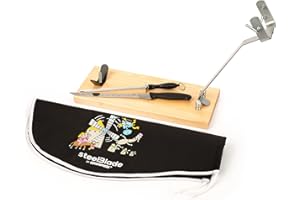 steelBlade - Jamonero Plegable + Cubre jamón Kukuxumusu + Cuchillo jamonero + Chaira - Soporte Jamonero Fabricado en España