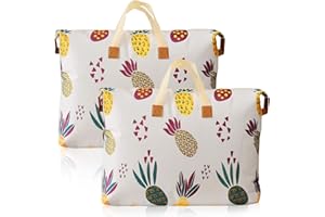 Darryy Aufbewahrungstasche, 2er-Pack 120L Aufbewahrungstasche mit Reißverschluss gr XXL, Aufbewahrungstasche Kleidung, für Bettwäsche, Blanket, Kleideraufbewahrung, Ferientasche (Ananas)