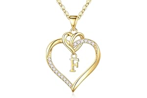 TINGN Collar Regalos para Mujer Niña, Chapado en Oro de 14 Quilates/Chapado en Oro Blanco Collar Inicial Mujer Circonitas Colgante de Corazón Cadena Aniversario de Mujer Regalos Joyas de Mujer Niña