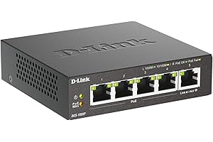 D-Link DGS-1005P Switch 5 Ports Gigabit 10/100/1000mbps avec POE- Idéal Partage de Connexion et Mise en Réseau Small/Home Office