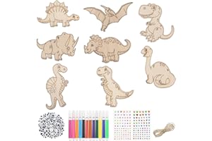 JDBlissful 89 Pièce Dinosaures Bricolage Bois de Kit Enfant de Peinture, Formes en Bois pour Enfant en Bois, Bois Bricolage Loisir Créatif Bricolage Enfants pour Enfant Dinosauri da Decorare