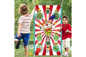 OUOQI Circo Banner Gioco Lancio con 4 Sacchetti Bean Bag,Circo Banner Decorazione Carnevale,Banner Gioco Lancio,Giochi Lancio Striscione,Giochi Interni Esterni bambini