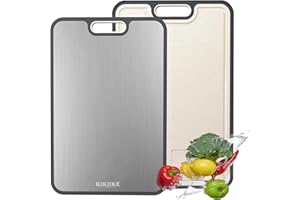 KIKIIKE Titanium Cutting Board Double Sided Titanium Cutting Boards for Kitchen, Pure Titanium & Wheat Straw PP Metal Cutting Board, Non-Slip Durable and Easy to Clean (Large)