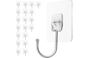 HJZWTS Large Self Adhesive Sticky Hooks 20 PCS Heavy Duty 48 lb/22kg(Max) Hooks for Versatile Hanging Solutions in Wall Kitchen Bathroom Office Coat Utility Towel Bath Ceiling Hooks