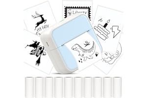 HUIJUTCHEN Mini Stampante, Stampante Fotografica Portatile Stampante Termica Bluetooth Inclusa Stampante Tascabileper iOS e Android con 10 Rotoli di Carta per Foto, Appunti, Memo, Bricolage (Blu)