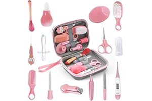 RoseFlower Baby Pflegeset 14-teiliges Babypflegeset Neugeborene Mit Reinigung und Pflegeartikel Nagel und Nasen Babypflege set Ideale Erstausstattun für Neugeborene Kleinkinder Babys