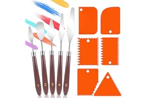 GOWKEEY 11 Pezzi Spatole per Pittura, Spatola set, 5 Spatola per Pittura e 6 Coltelli per Pittura, Coltelli di Pittura per Pittura Acrilica, Decorativa, Pittura ad Olio, Acrilico, Piccola, Pittura su Tela