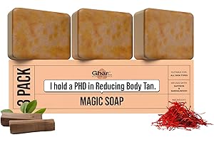 Ghar Soaps Sandalwood & Saffron Magic Soaps For Bath (300 Gms Pack Of 3) | Paraben Free | Chandan & Kesar Bath Soap | Handmade Soaps For Glowing | Skin Brightening Soap For Men & Women