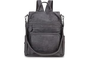 RAVUO Bolso Mochila Mujer, Mochilas Antirrobo de Cuero PU Moda Bolsa de Mano Mochilas Casual para Escuela Viaje Compras,Gris